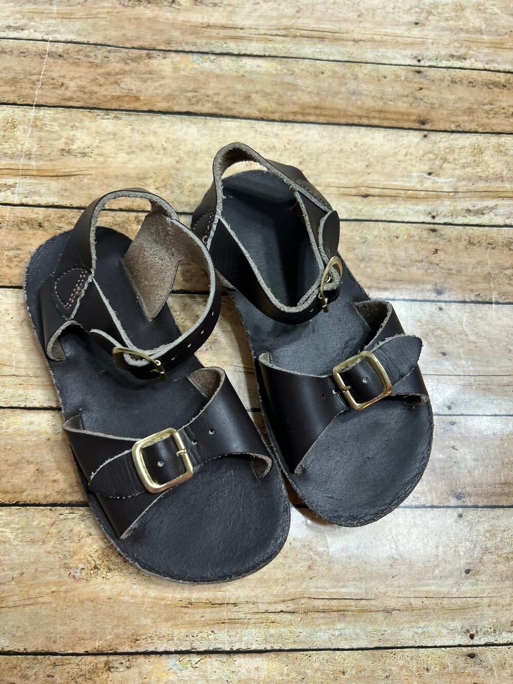 Sun San Brown Surfer Leather Sandals Unisex Toddler Size 9